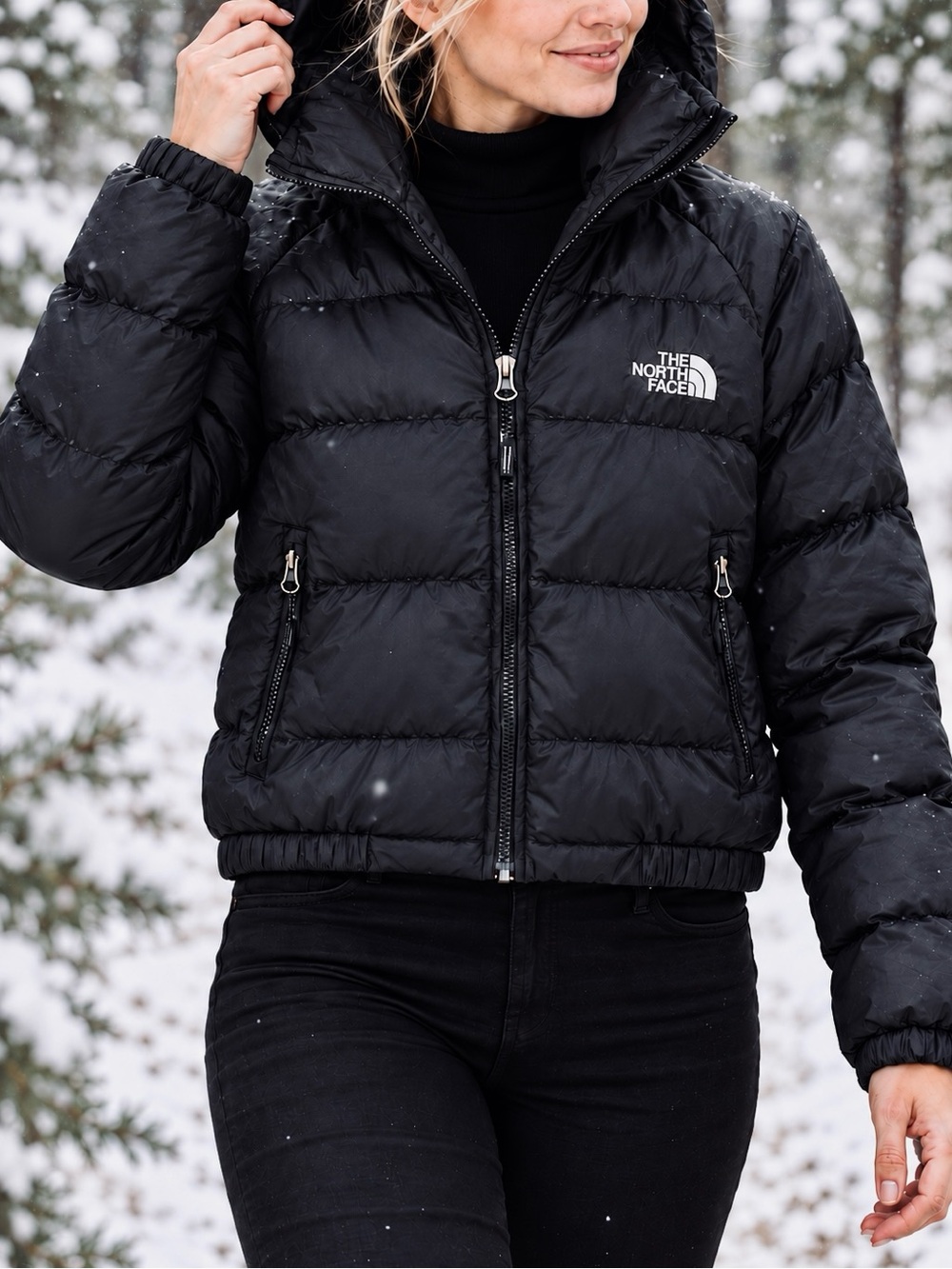 The North Face Hydrenalite 600 Cropped Down Puffer Hooded Black Medium